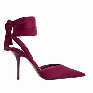 Zara Fuchsia Pointed-Toe Ankle-Tie Stiletto